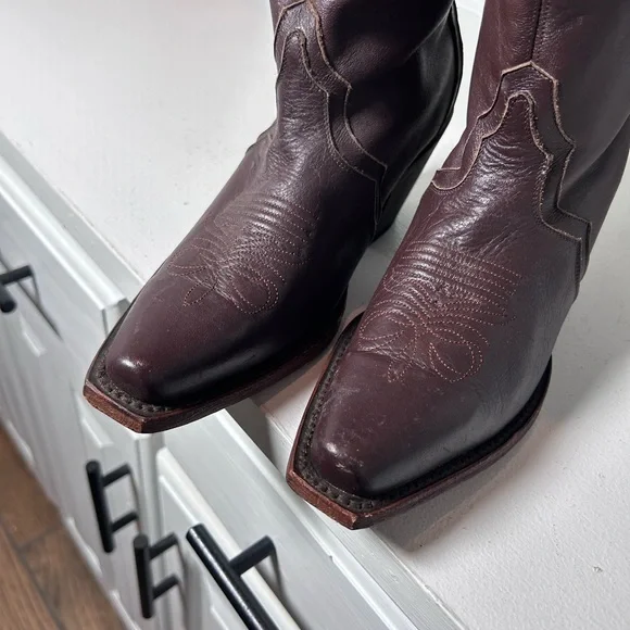 JB Dillon Dark Brown Leather Western Cowboy Boots Women’s 6B New With Tags - Picture 4 of 8